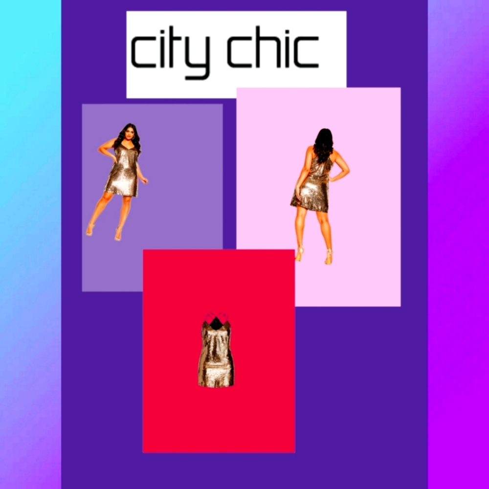 CITY CHIC GLIMMER SEQUINS BLUSH DRESS SIZE XXL NEW WITH TAGS